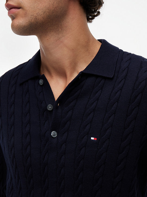 Cable Knit Polo Jumper