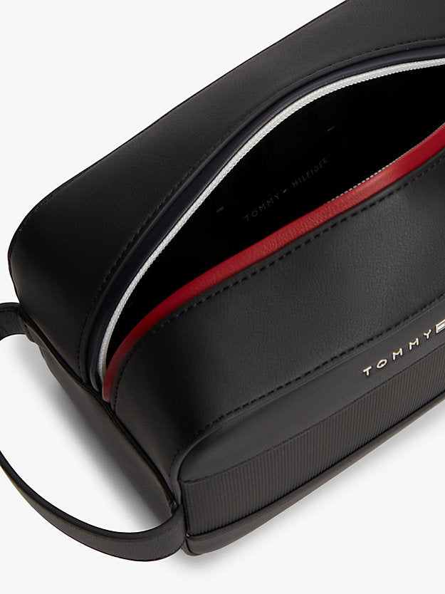 Metal Logo Mixed Texture Washbag