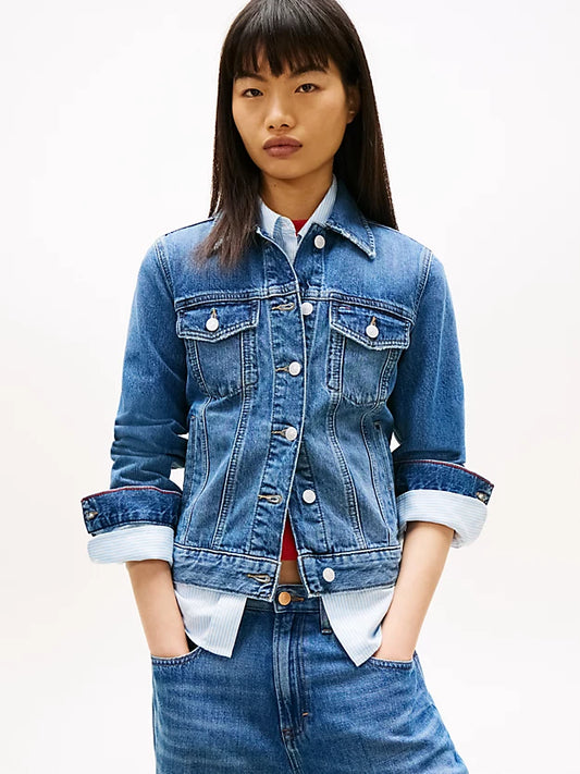 Relaxed Distressed Denim Trucker Jacket