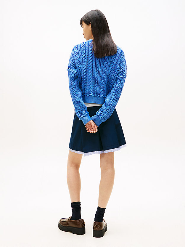 Intarsia Flag Badge Cable Knit Jumper