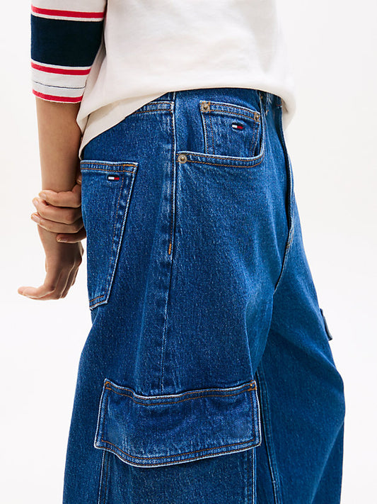 Mid Rise Loose Wide Leg Cargo Jeans