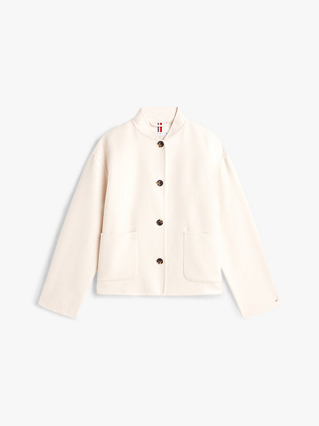 Double-Faced Wool Blend Bomber Jacket