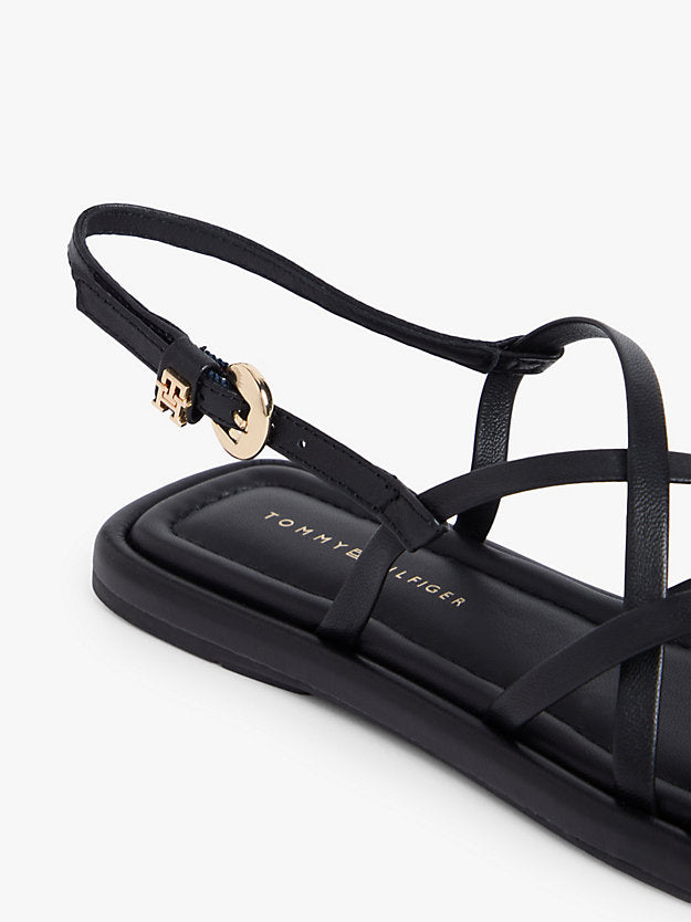 Leather Crossover Strap Flat Sandals