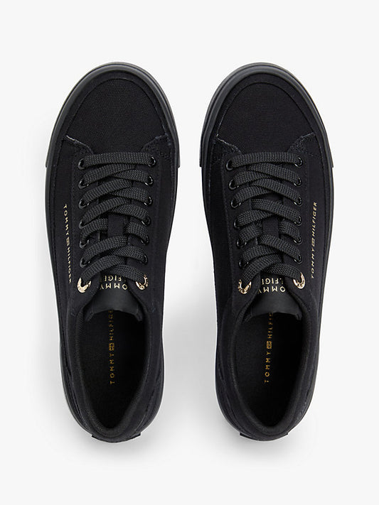 Metallic Logo Canvas Platform Trainers