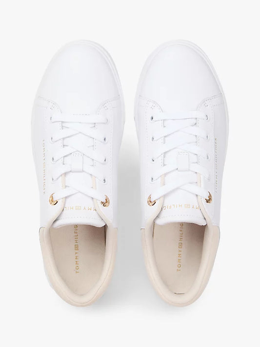 Leather Embossed Logo Cupsole Trainers