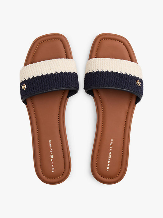 Logo Plaque Colour-Blocked Woven Mules