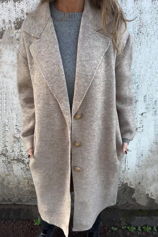 RÄUMUNGSVERKAUF🔥Einfarbige legere Langarmjacke mit Revers – 48 % RABATT