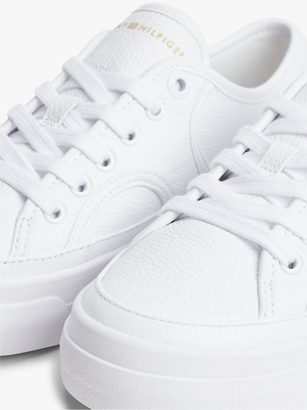 Logo Pebble Grain Leather Platform Trainers