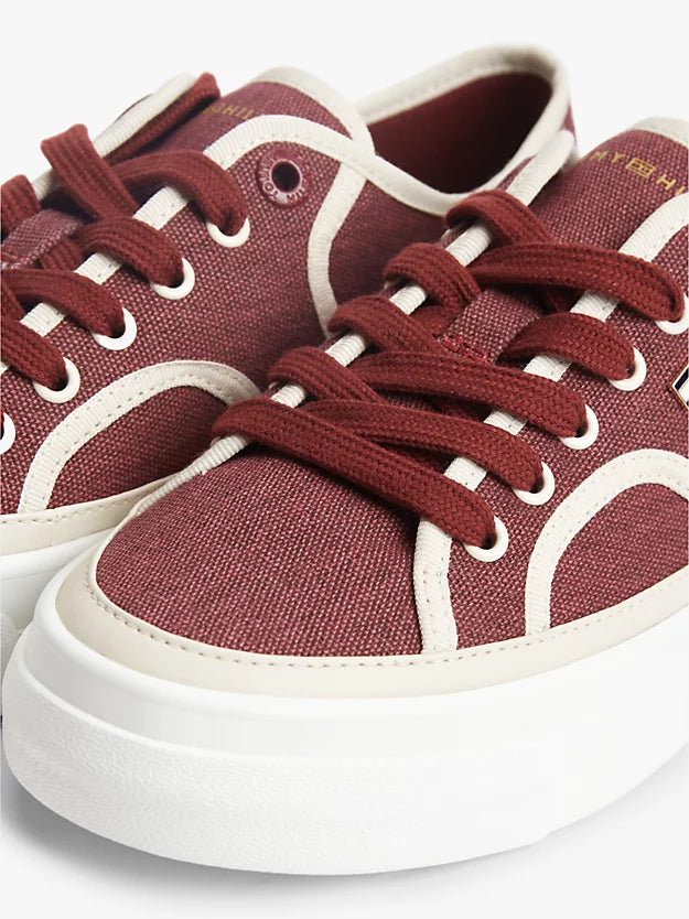Contrast Piping Canvas Platform Trainers