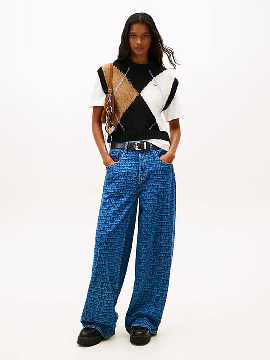 Spell-Out Mid Rise Loose Jeans