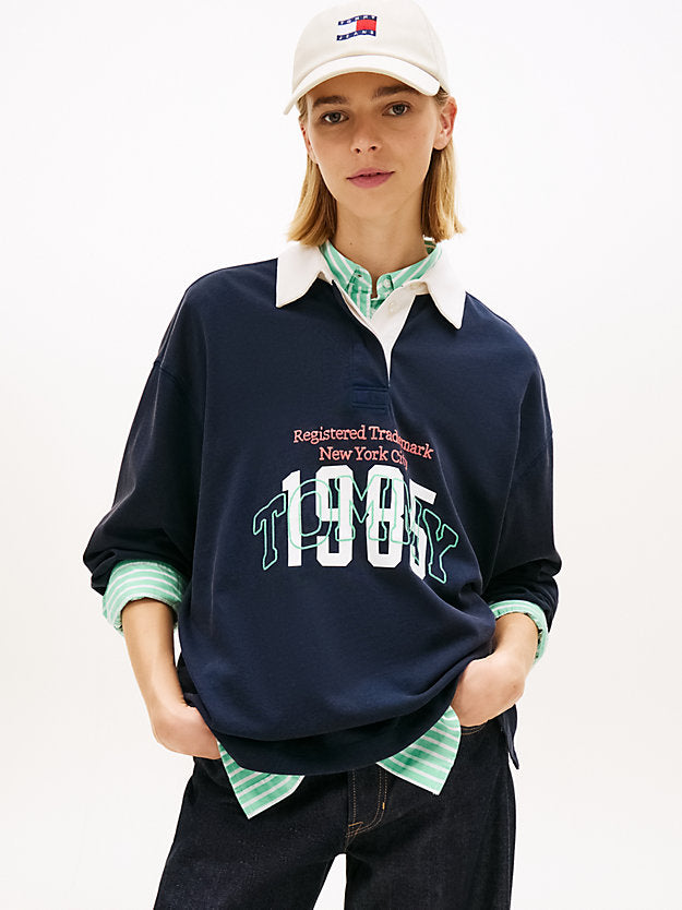 Logo Embroidery Jersey Oversized Rugby Shirt