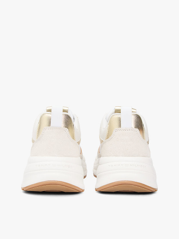 Metallic Leather Chunky Trainers