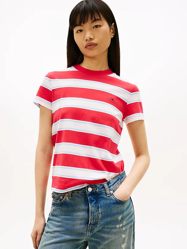 Flag Embroidery Jersey Crew Neck T-Shirt
