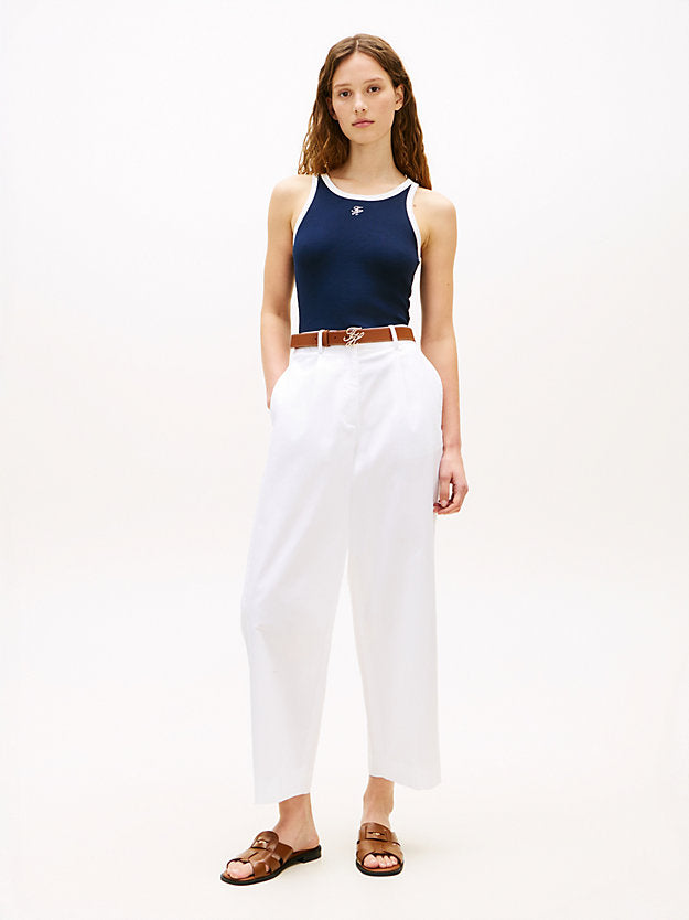 Contrast Trim Ribbed Slim Tank Top