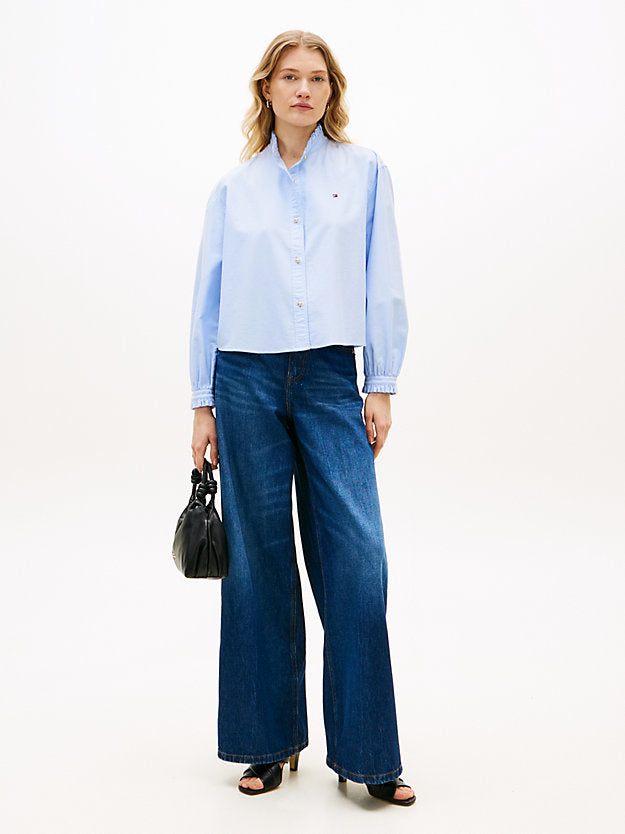 Boxy Fit Ruffle Short Oxford Shirt