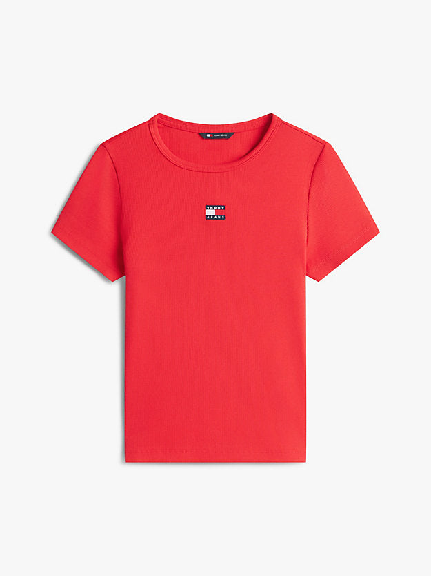 Badge Ribbed Slim T-Shirt