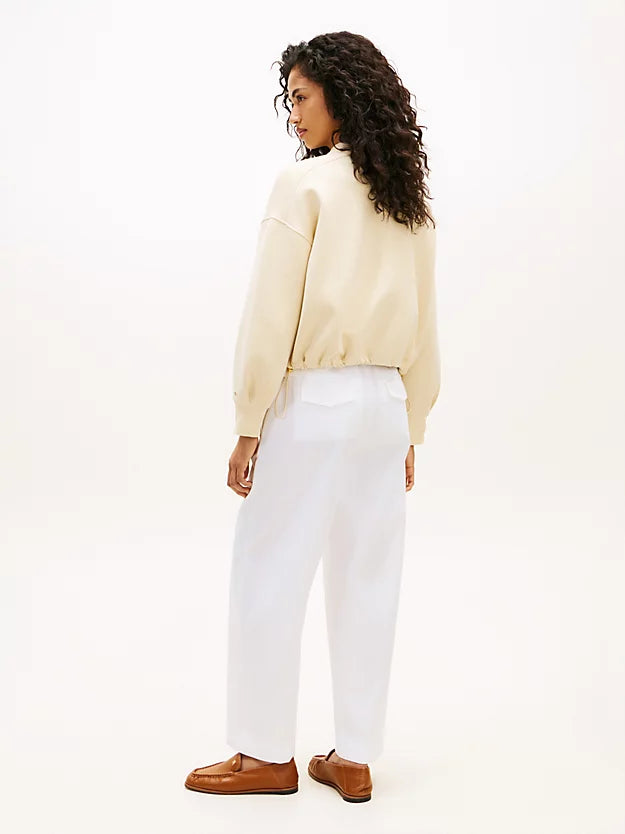 Gold-Tone Button Interlock Knit Relaxed Cardigan
