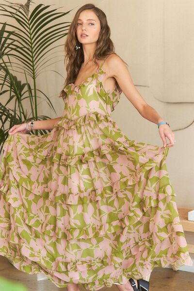 ADORA Camisole-Kleid mit Rüschenstufen und U-Boot-Ausschnitt