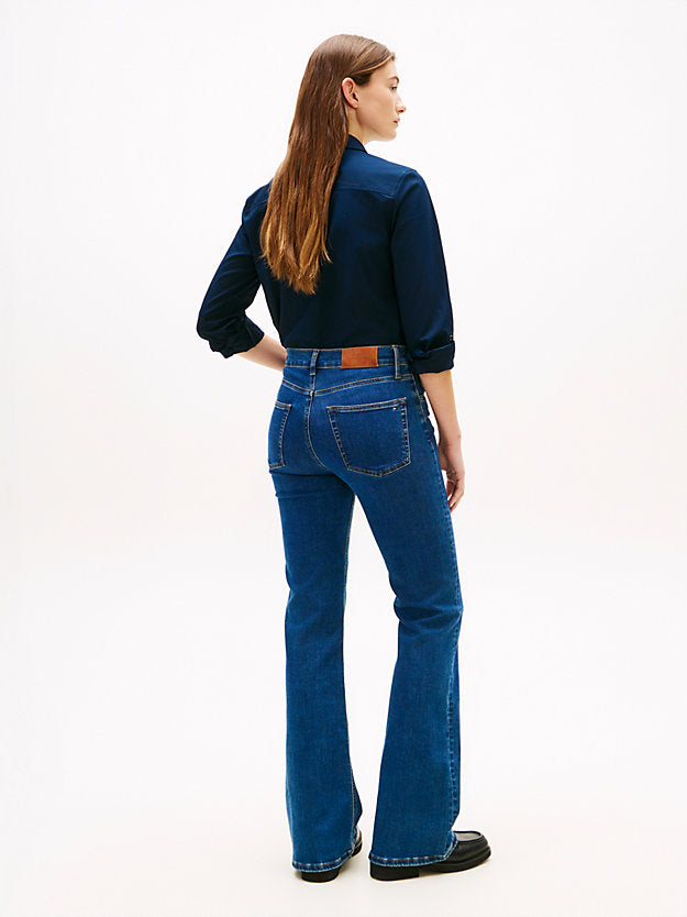 Mid Rise Flared Leg Jeans