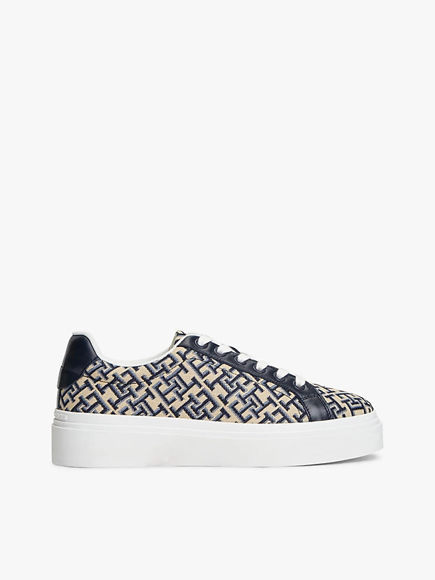 Monogram Platform Textile Trainers