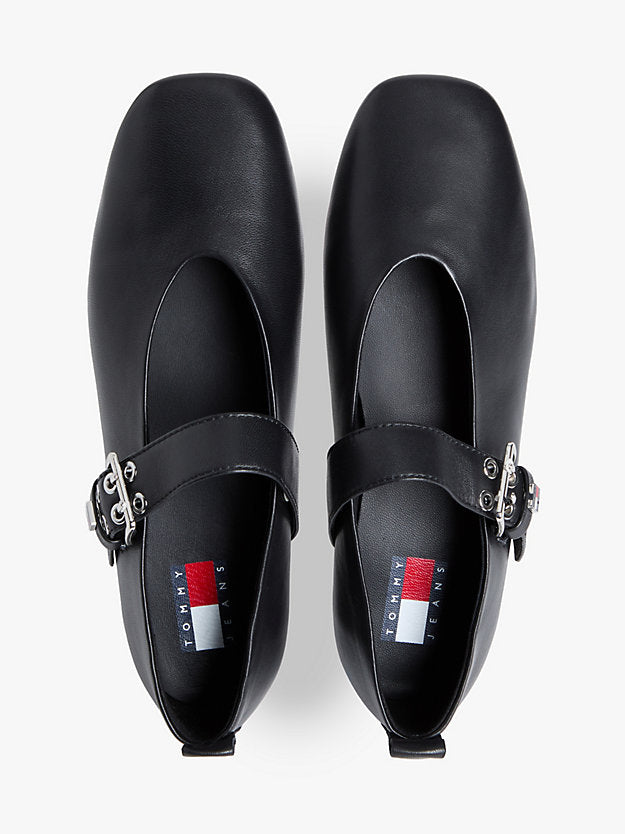 Leather Buckle Ballerinas