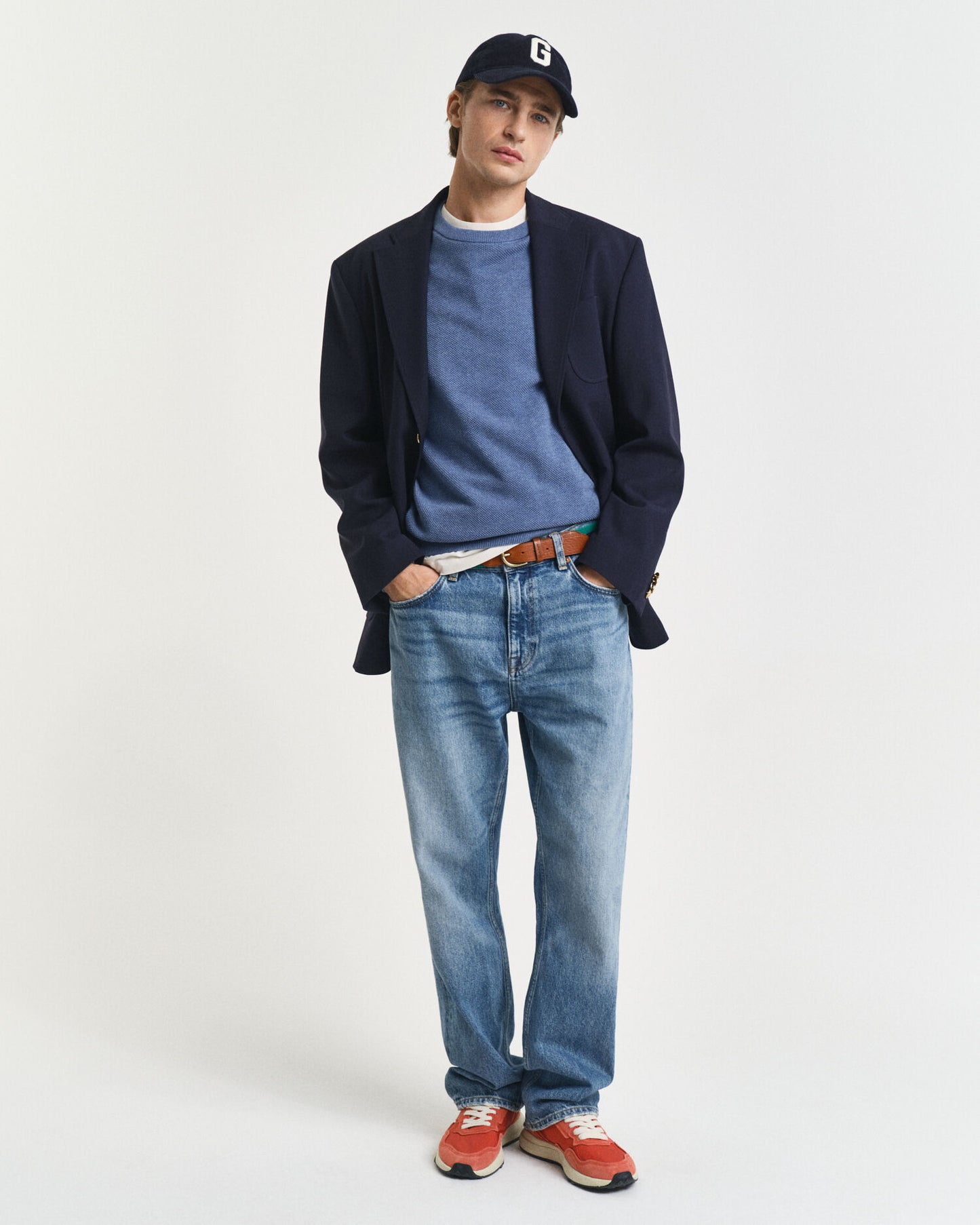 Cotton Pique Crew Neck Sweater
