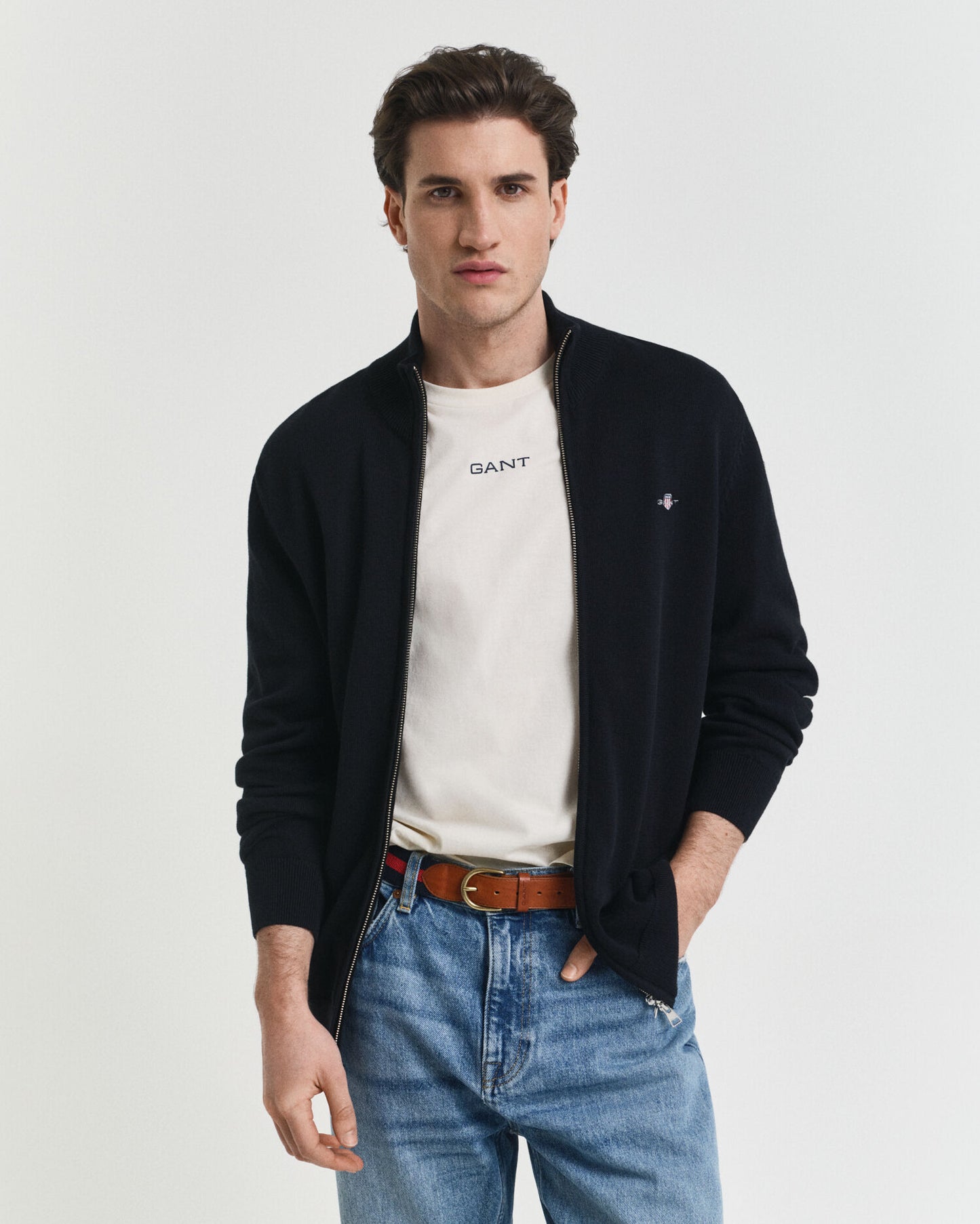 Casual Cotton Zip Cardigan