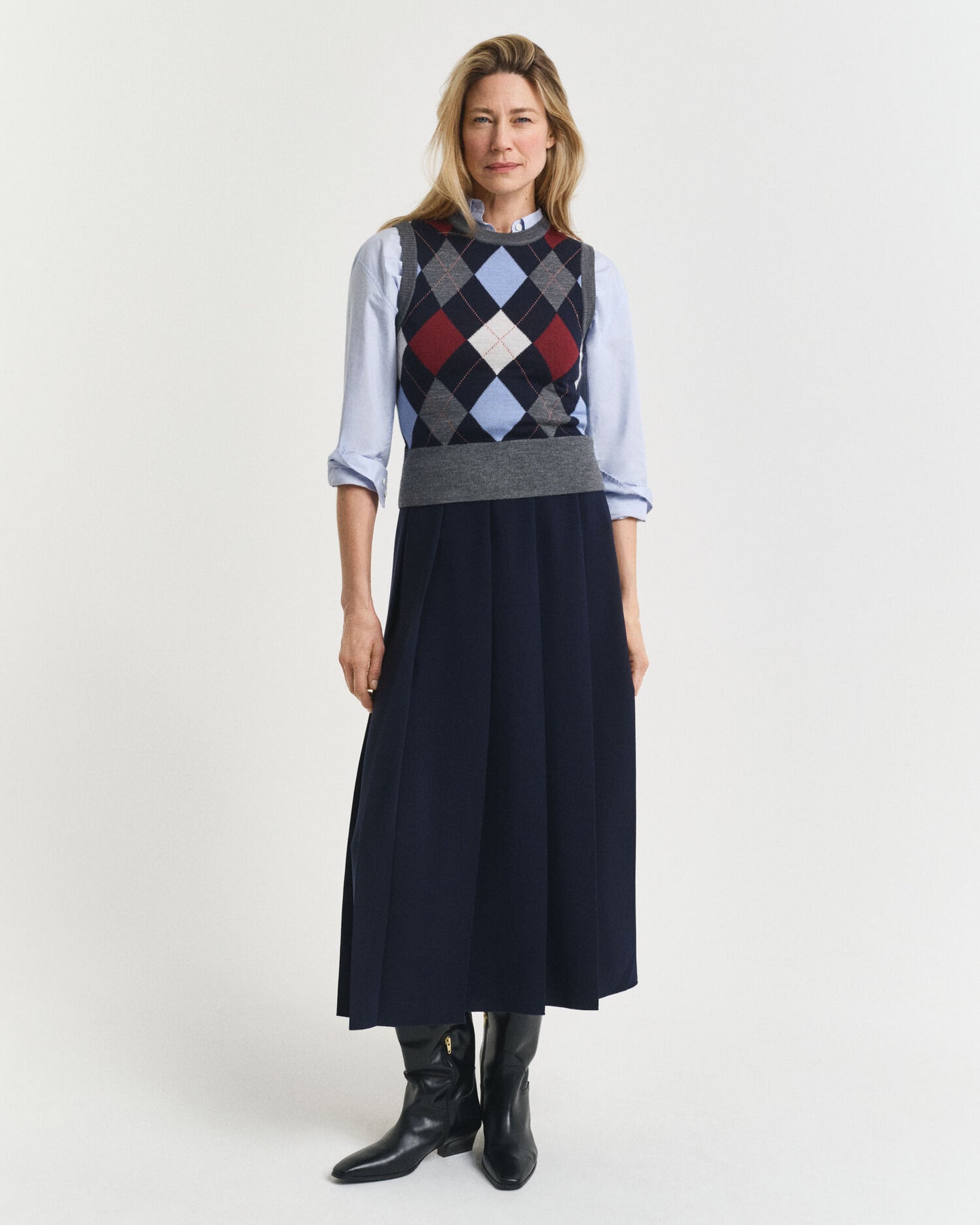 Wide Pleated Midi Skirt