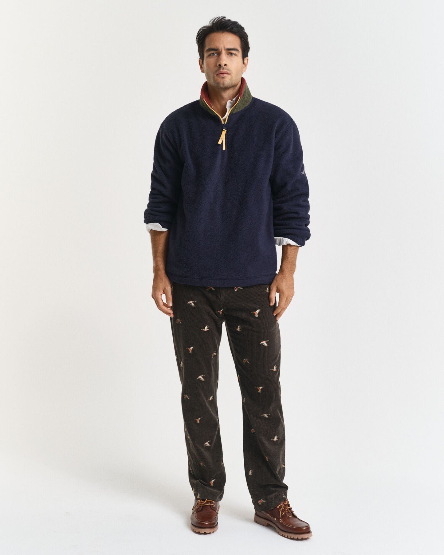Straight Fit Embroidered Corduroy Pants
